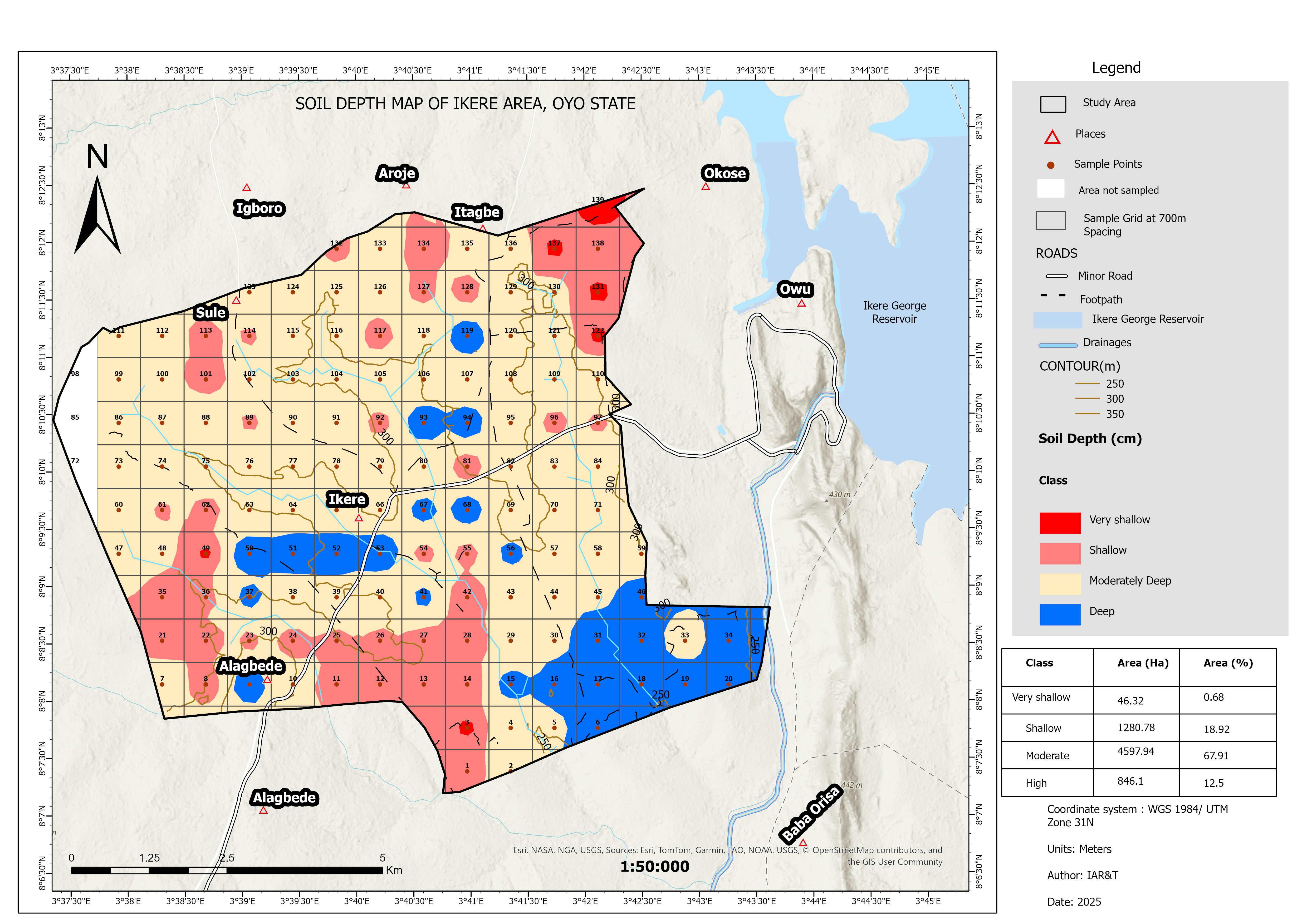 Soil Depth Map of Ikere Area