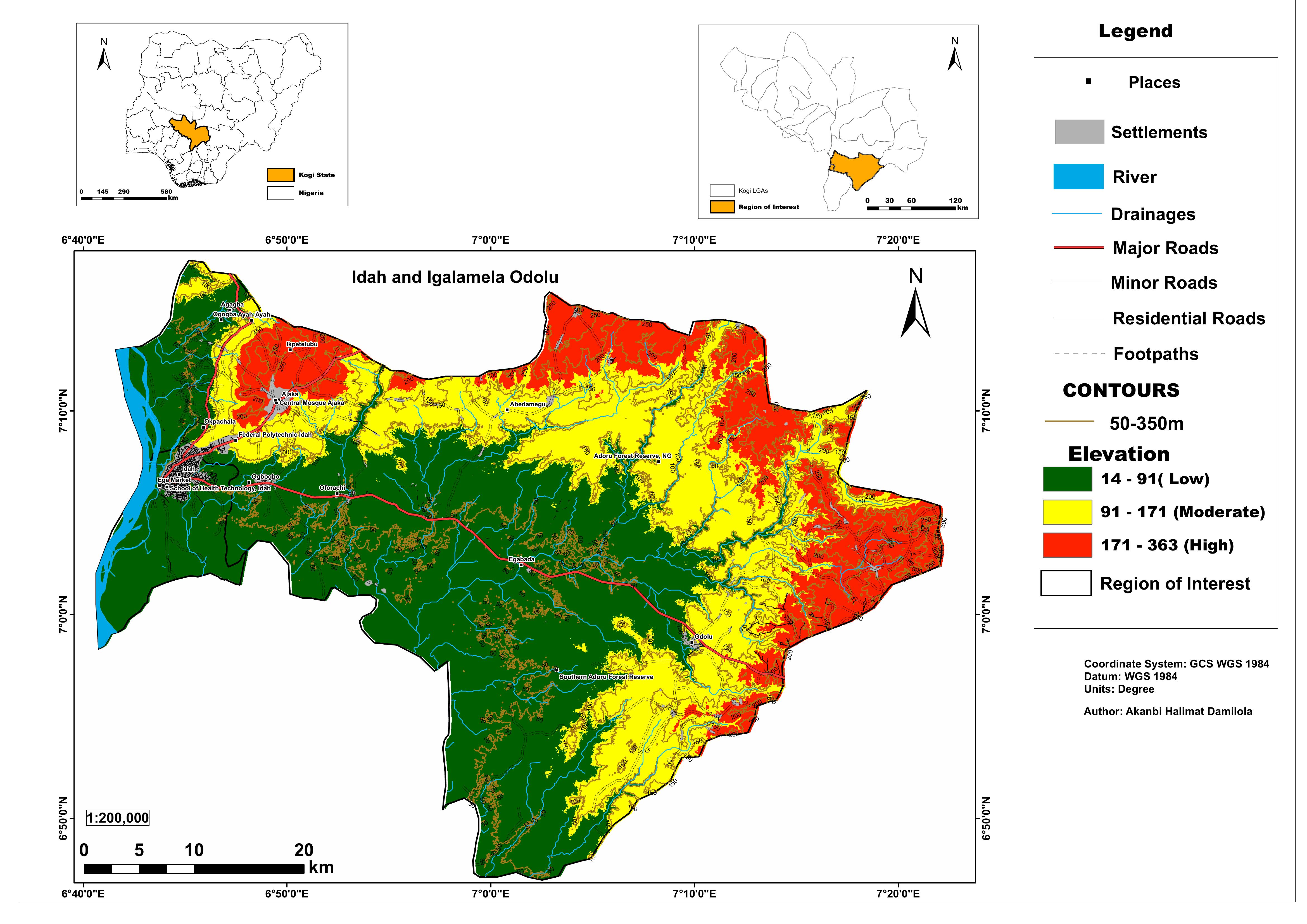 Topographic Base Map — Idah and Igalamela-Odolu, Kogi State